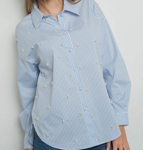 Pearl and Blue Stripe Show Shirt