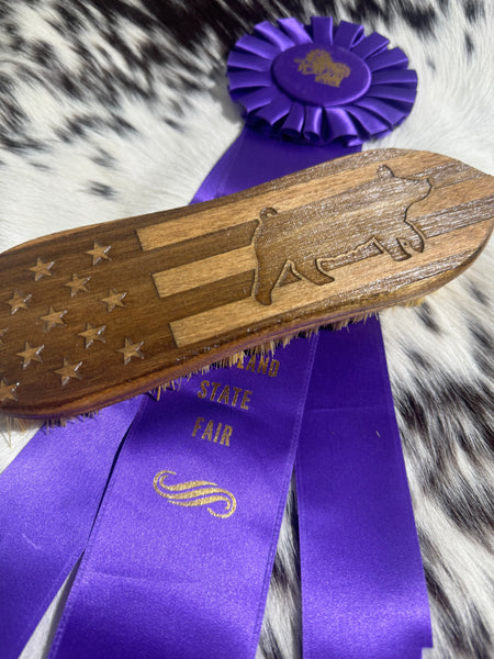 American Flag Show Pig- Walking Carved Brush