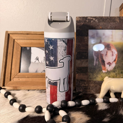 American Flag Sip Top Lamb GRAY Tumbler