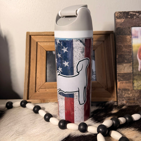 American Flag Sip Top Goat GRAY Tumbler