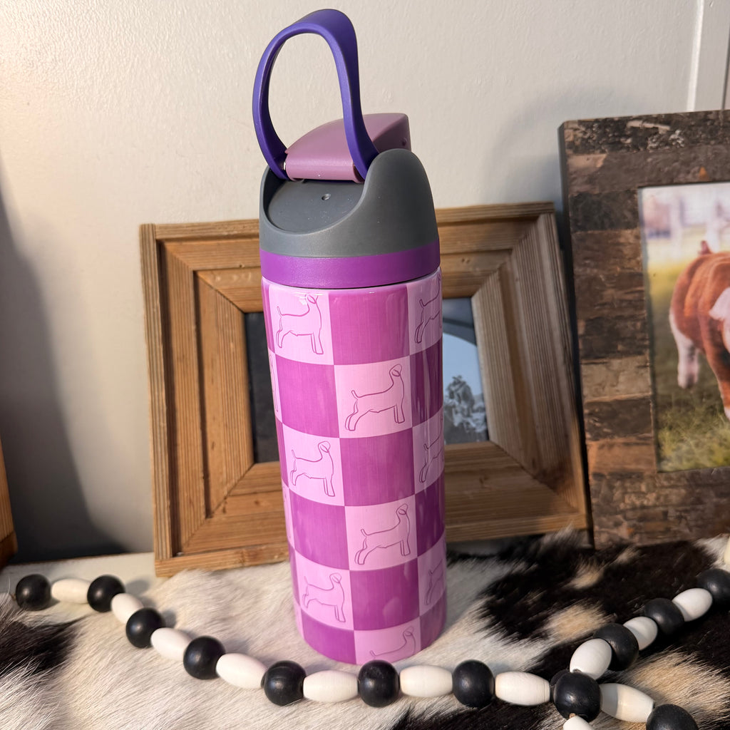 Purple Checkered Sip Top Goat Tumbler