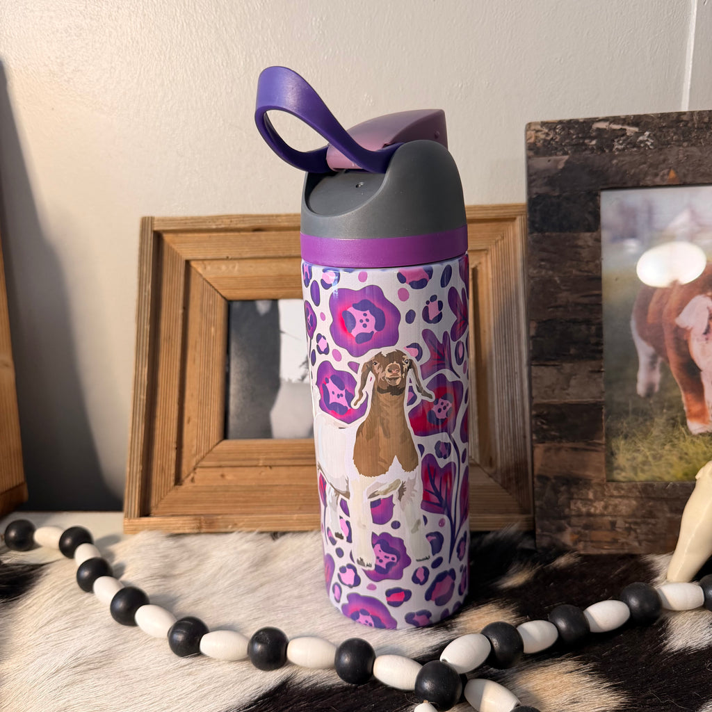 Purple Floral Cheetah Sip Top Goat Tumbler
