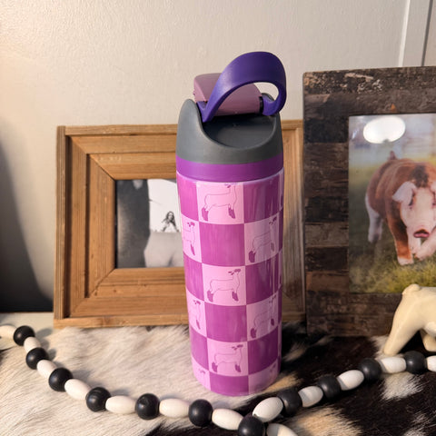 Purple Checkered Sip Top Lamb Tumbler