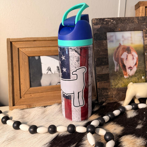 American Flag Sip Top Lamb BLUE Tumbler
