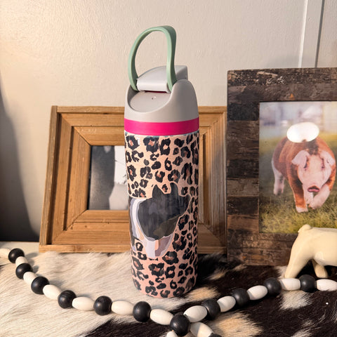 Cheetah Sip Top Pig GRAY/PINK Tumbler