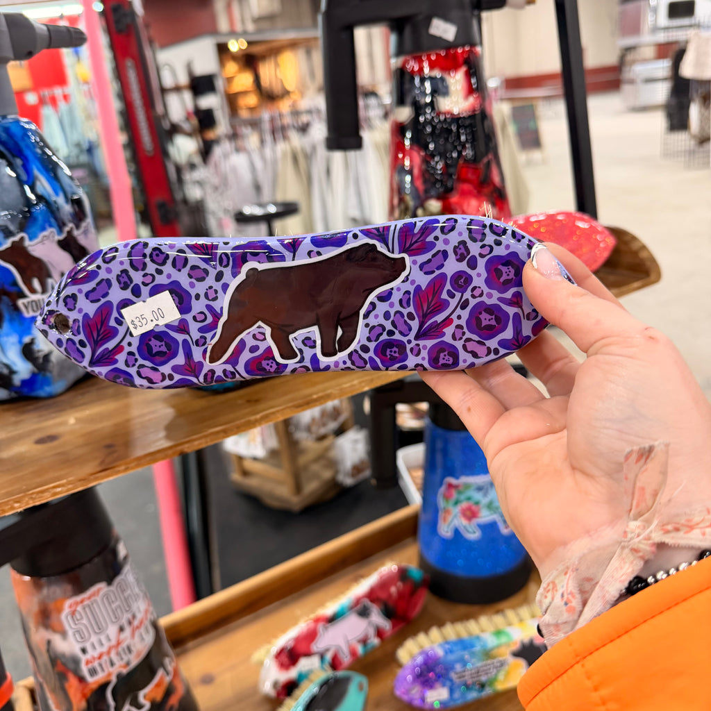 Ready to Ship Purple Floral Cheetah Brush