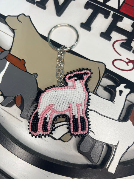 Beaded Lamb Keychain