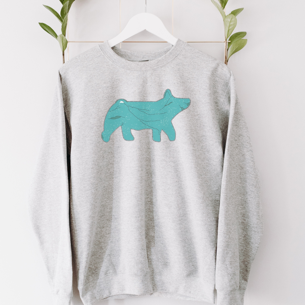 Turquoise Pig Crewneck