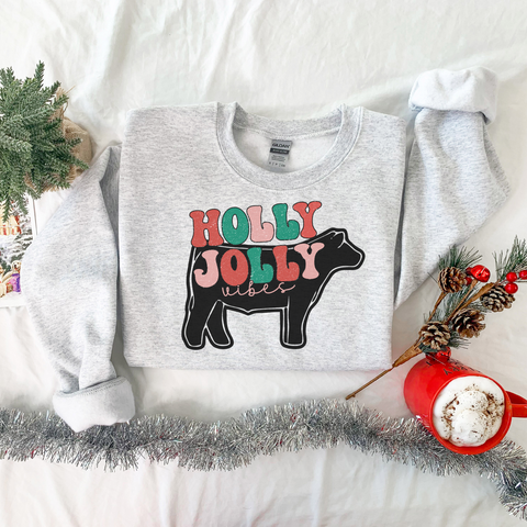 Holly Jolly Vibes Cattle Crewneck