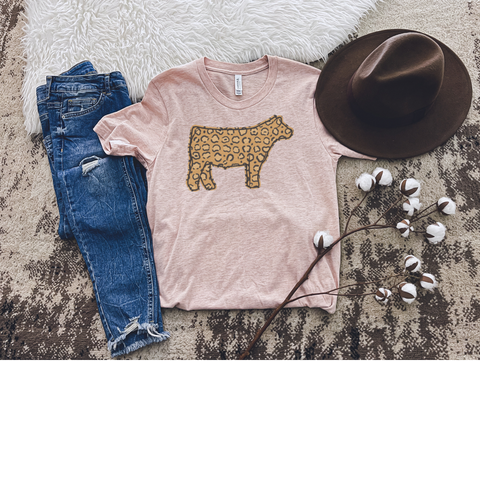 Pink Cheetah Cow Shirt